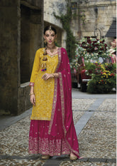 Premium Silk Embroidered Salwar Suit in Yellow